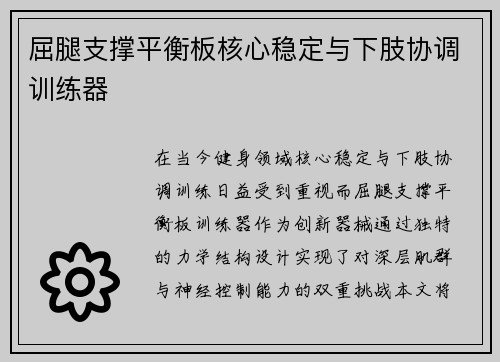屈腿支撑平衡板核心稳定与下肢协调训练器